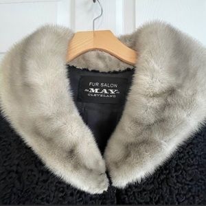 Vintage Black Persian Astrakhan Lamb Mink Fur Trim Coat by FUR SALON the…